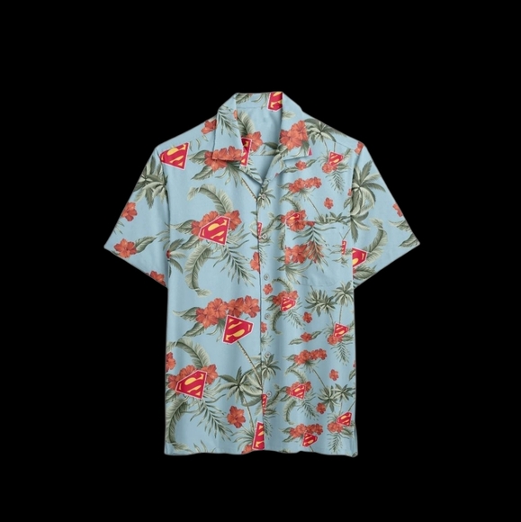 NWT Superman Tropical Print Men's Shirt Med - Picture 7 of 15